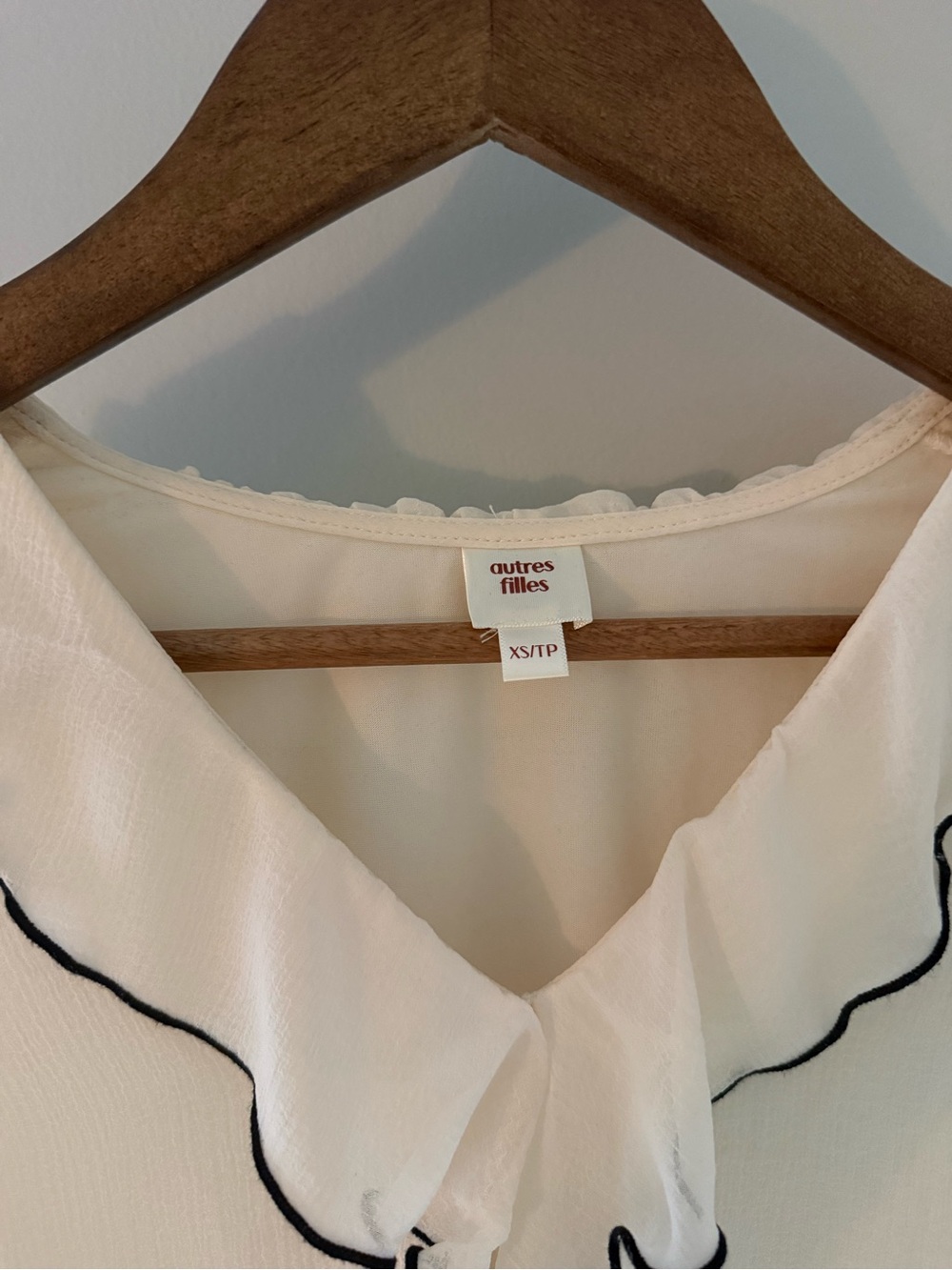 Ivory Ruffle-Trim Chiffon Blouse - Picture 3 of 3
